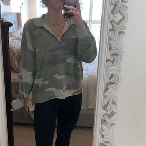 Aerie camo 1/4 zip sweatshirt